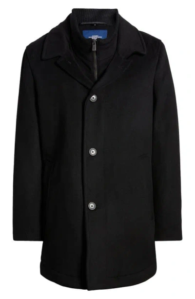 Shop Hart Schaffner Marx Macbeth Wool Blend Coat With Bib In Black