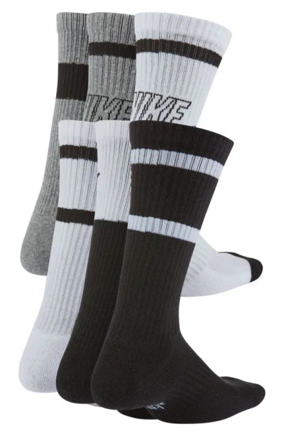 Shop Nike Kids' Assorted 6-pack Dri-fit Everyday Cush Crew Socks In White Black Multi