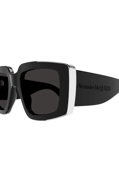 Shop Alexander Mcqueen 51mm Geometric Sunglasses In Black