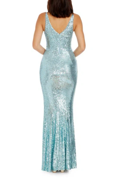 Dress The Population Jordan Sequin Gown In Light Ice Blue