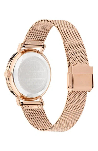Shop Ted Baker Floral Leather Strap Watch In Rose Goldone