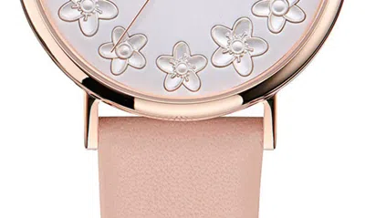 Shop Ted Baker Floral Leather Strap Watch In Pink