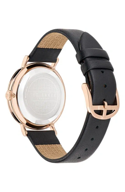 Shop Ted Baker Floral Leather Strap Watch In Black
