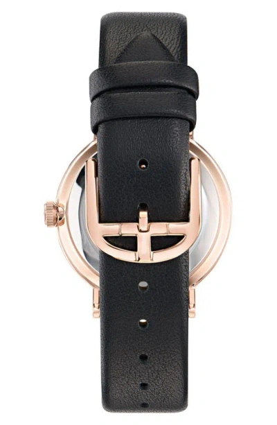 Shop Ted Baker London Floral Leather Strap Watch In Black