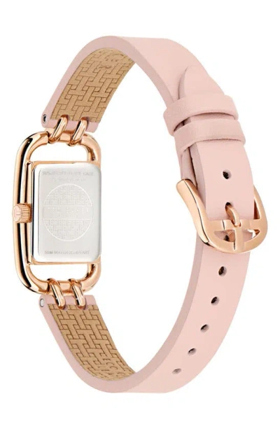 Ted Baker London Iconic Leather Strap Watch, 8mm X 12mm In Pink