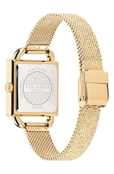 Shop Ted Baker London Iconic Floral Rsst Mesh Strap Watch In Goldone
