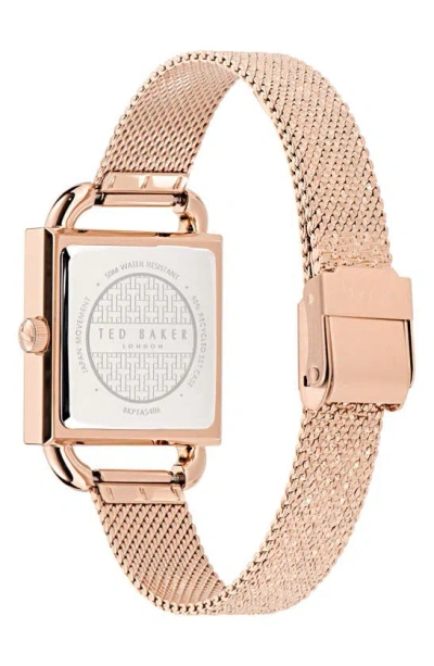 Shop Ted Baker Iconic Floral Rsst Mesh Strap Watch In Rose Goldone