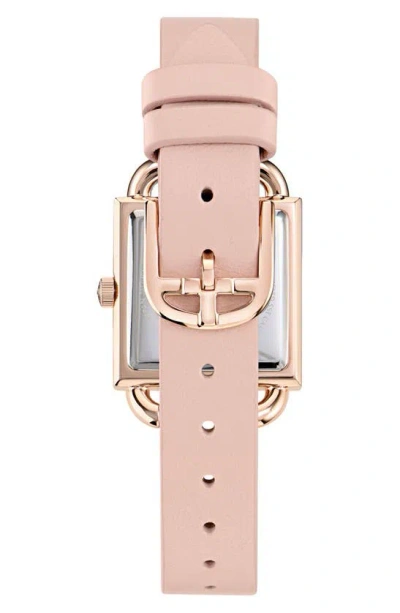 Shop Ted Baker London Square Leather Strap Watch In Pink