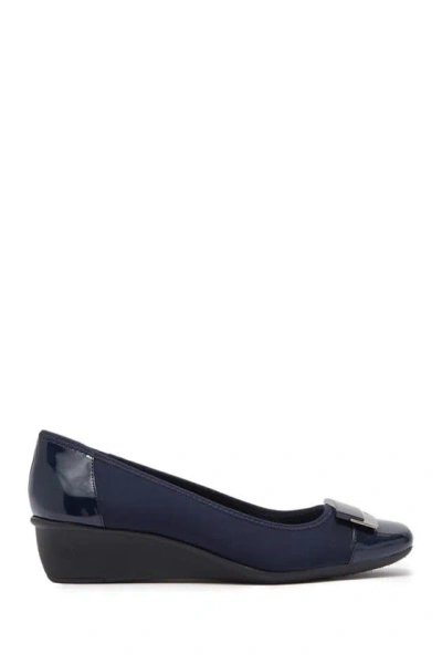 Shop Anne Klein Waverly Wedge Loafer In Navy
