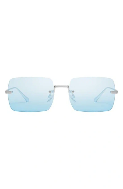 Shop Quay Ttyl 53mm Gradient Rimless Sunglasses In Silver/ Blue Iridescent
