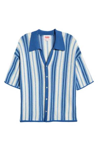 Shop Solid & Striped The Dahlia Cover-up Top In Mariana Blue Stripe