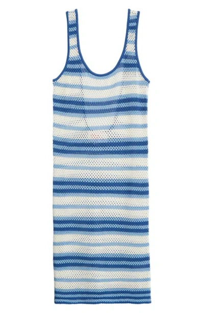 Shop Solid & Striped The Kimberly Cover-up Minidress In Mariana Blue Stripe