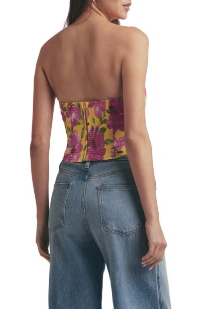 Shop Favorite Daughter The Lanai Floral Print Strapless Top In Bold Camellia