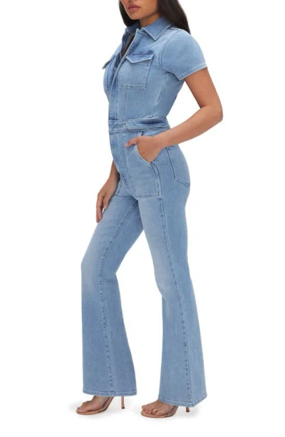 Shop Good American Petite Fit For Success Bootcut Jumpsuit In Blue274