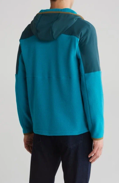 Shop Cotopaxi Abrazo Zip Fleece Hooded Jacket In Deep Ocean/mineral Blue