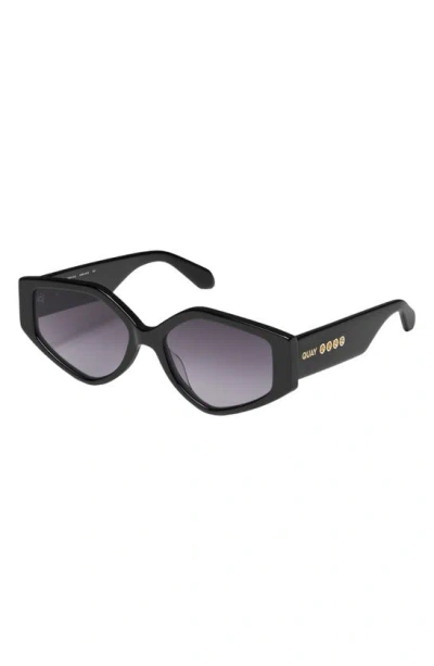Shop Quay Hot Gossip 44mm Gradient Cat Eye Sunglasses In Black / Smoke