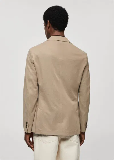 Shop Mango Structured Slim Fit Cotton Blazer Medium Brown In Marron Moyen