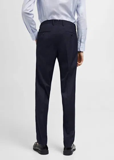Shop Mango Stretch Fabric Slim-fit Suit Pants Dark Navy In Bleu Marine Foncé