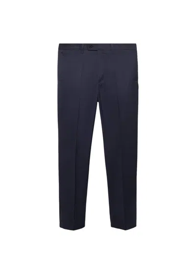 Shop Mango Stretch Fabric Slim-fit Suit Pants Dark Navy In Bleu Marine Foncé