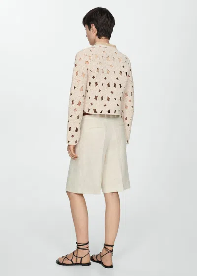 Shop Mango Crochet Jacket With Openwork Details Light/pastel Grey In Gris Clair/pastel