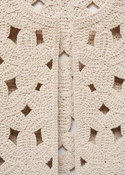 Shop Mango Crochet Jacket With Openwork Details Light/pastel Grey In Gris Clair/pastel