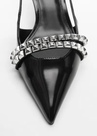 Shop Mango Studded Slingback Shoes Black In Noir