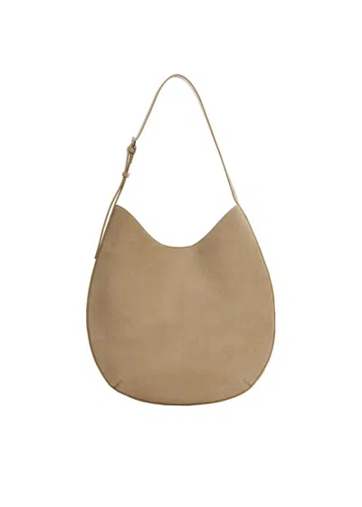 Shop Mango Leather Shoulder Bag Beige