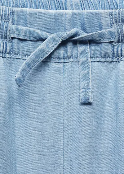 Shop Mango Lyocell Pants With Elastic Waistband Medium Blue In Bleu Moyen
