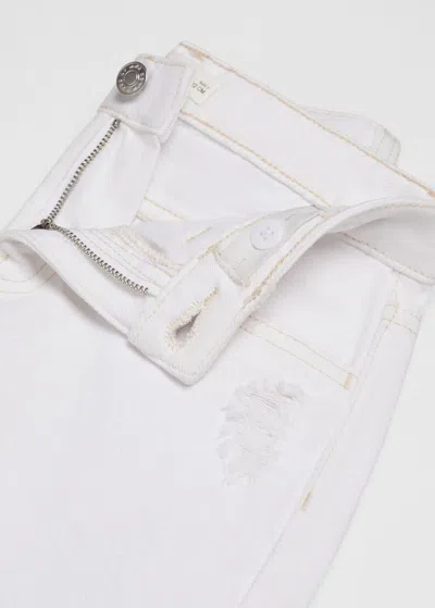 Shop Mango Decorative Ripped Denim Shorts White In Blanc