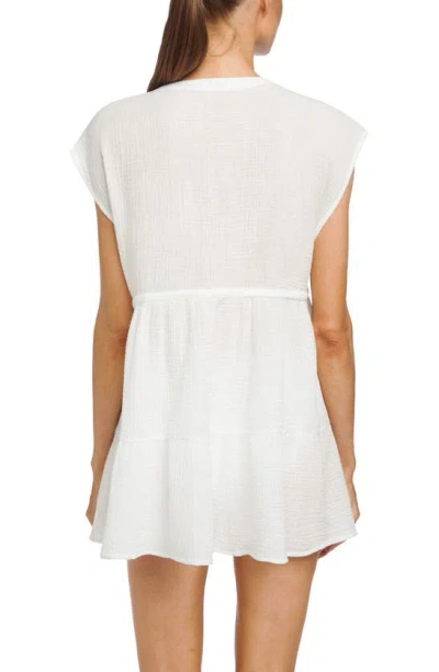 Shop Robin Piccone Tiered V-neck Cover-up Dress In White
