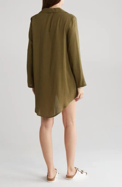 Shop Nordstrom Rack Everyday Flowy Cover-up Tunic In Olive Burnt