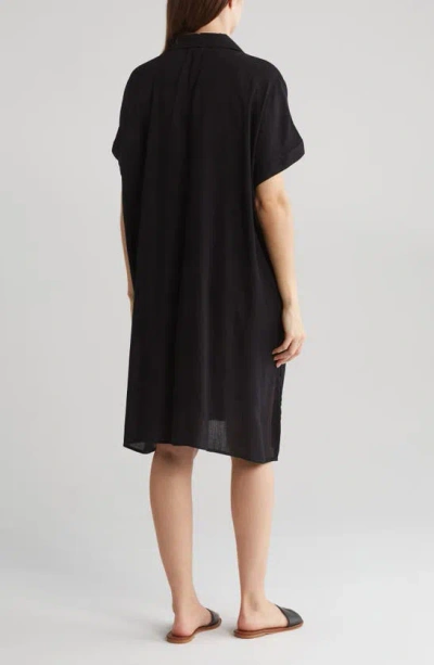 Nordstrom Rack Everyday Button-down Beach Cover-up Tunic In Black