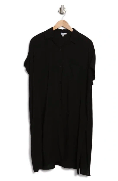 Nordstrom Rack Everyday Button-down Beach Cover-up Tunic In Black