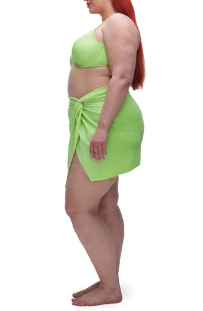 Shop Good American Sparkle Twist Cover-up Sarong In Electric Lime002