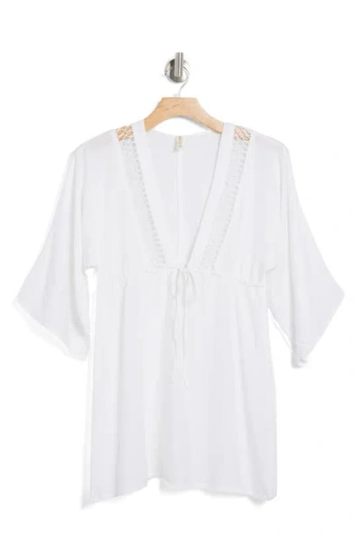 Shop Boho Me Front Tie Tunic Dress In White