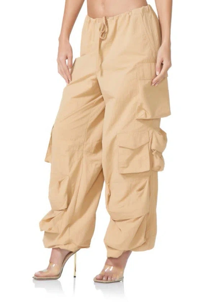 Shop Afrm Etienne Parachute Cargo Pants In Tan