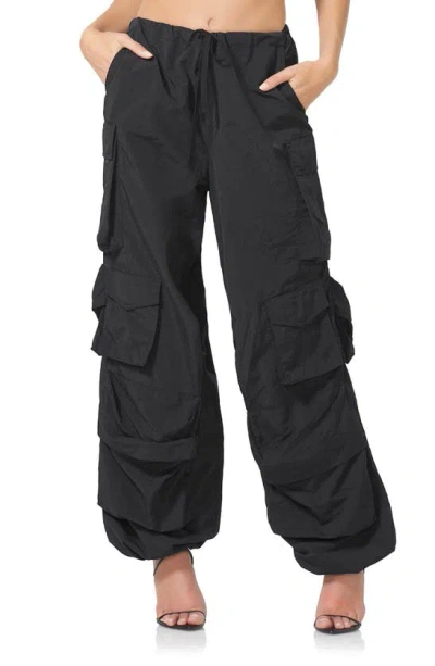 Shop Afrm Etienne Parachute Cargo Pants In Noir