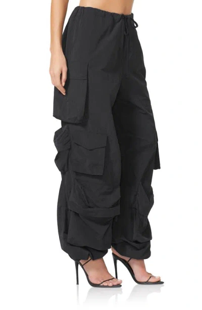 Shop Afrm Etienne Parachute Cargo Pants In Noir