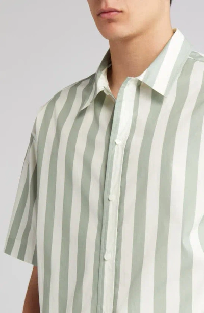Shop Frame Stripe Organic Cotton Button-up Shirt In Desert Sage Stripe