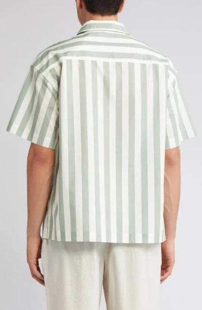 Shop Frame Stripe Organic Cotton Button-up Shirt In Desert Sage Stripe