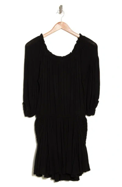 Shop Elan Off The Shoulder Long Sleeve Cover-up Dress In Black