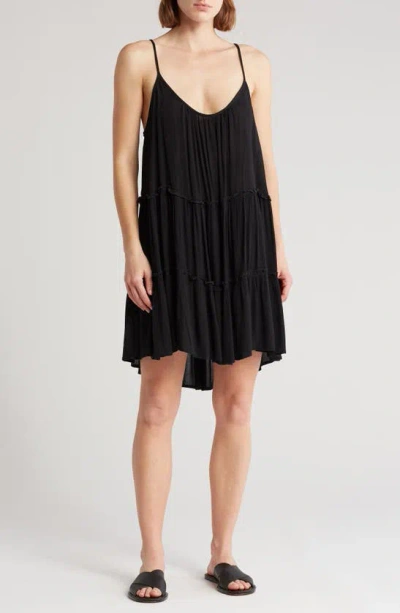 Shop Elan Tiered Trapeze Dress In Black
