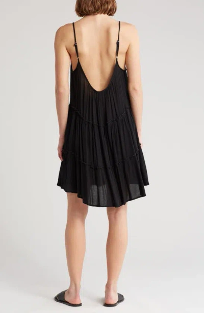 Shop Elan Tiered Trapeze Dress In Black