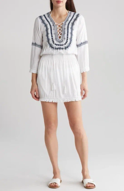 Shop Boho Me Embroidered Cover-up Dress In White