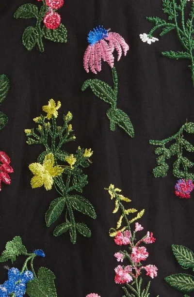 Sam Edelman Botanical Embroidered Semisheer Sleeveless Dress In Black Multi