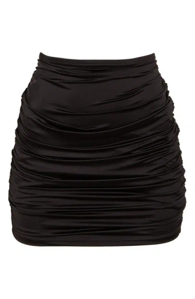 Shop Good American Ruched Miniskirt In Black001