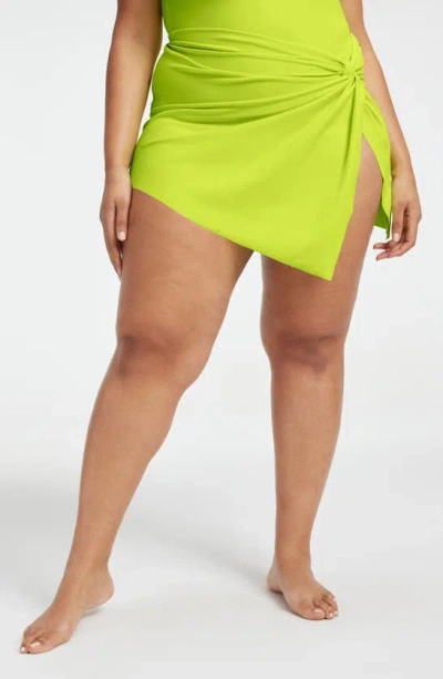 Shop Good American Twist Mini Cover-up Sarong In Electric Lime002