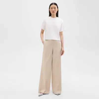 Shop Theory High-waist Wide-leg Pant In Good Linen In Straw