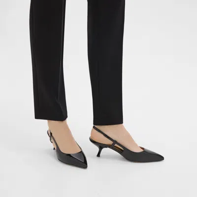 Shop Theory Micro Slingback Pump In Patent Leather In Black