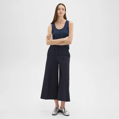 Shop Theory Cropped Wide-leg Pant In Neoteric Twill In Dark Navy